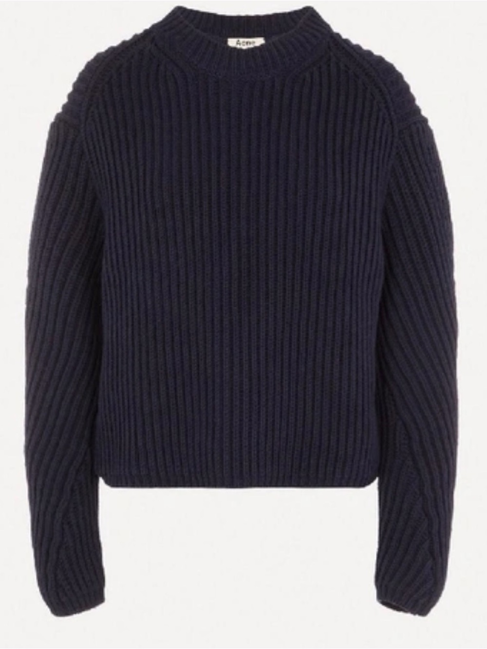 Acne Studios Ribbed Navy Wool Sweater chunky fisherman